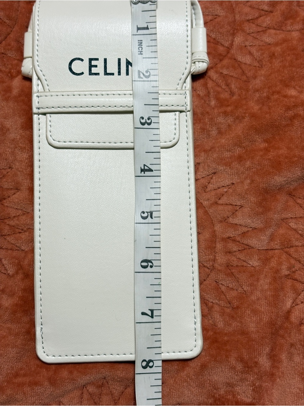 Celine Phone Pouch Crossbody Off White Leather Mini Bag Case New - Picture 9 of 12